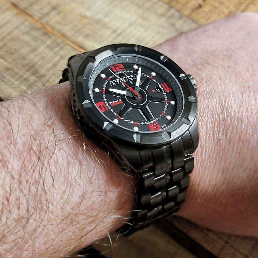 Black and red sapphire watch for sports