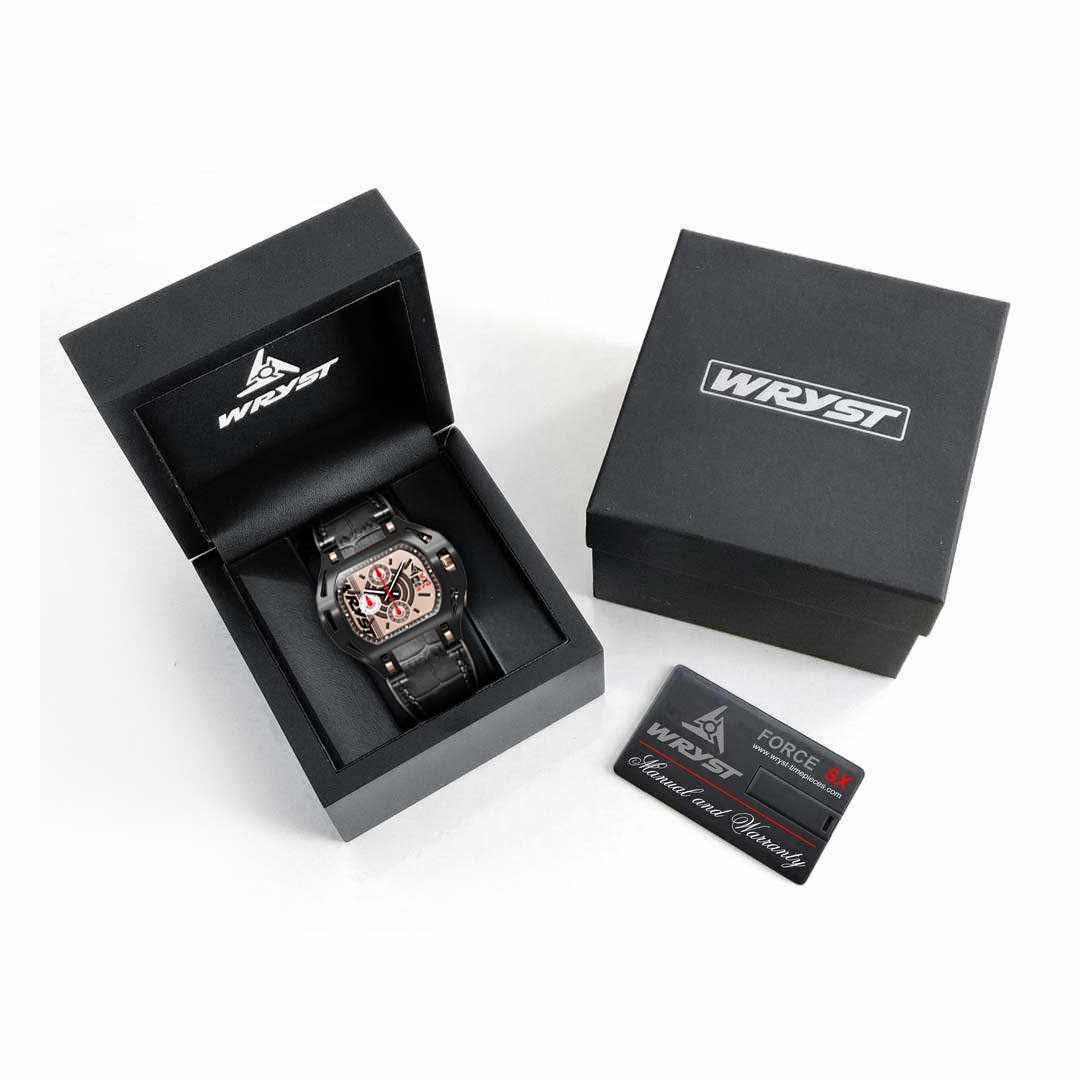 Complete Wryst Force SX270-BL unboxing set including the presentation case