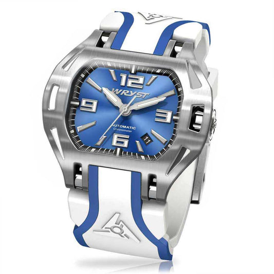 Wryst men's blue watch with blue face and white strap