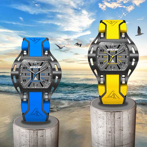 Wryst steel sports watch scratch-resistant black DLC coating