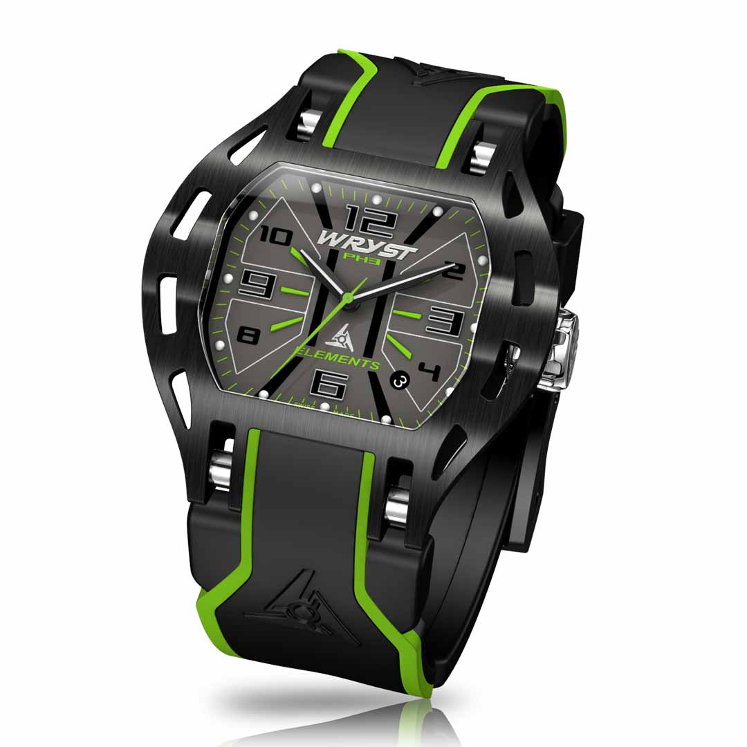black and green swiss watch wryst ph3