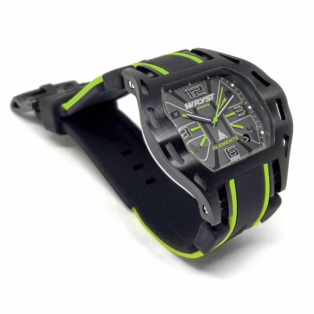 black and green swiss watch