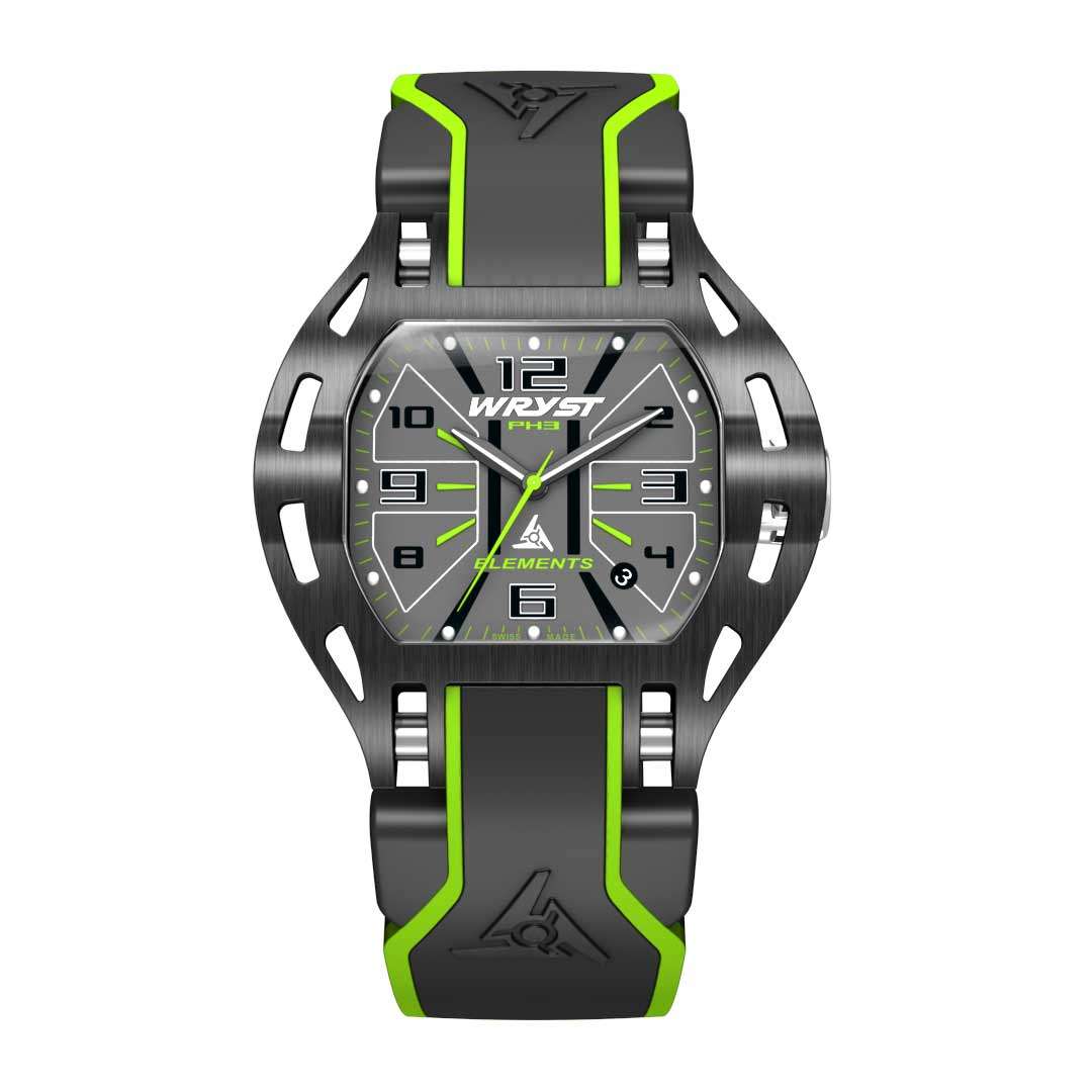 black and green watch elements ph3 black bracelet