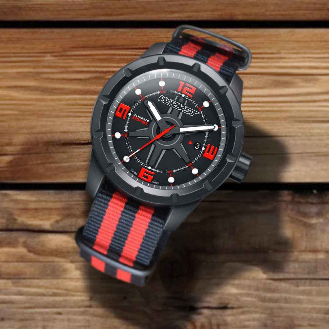 Wryst Ultimate Nato watch for men ES60 black and red colors