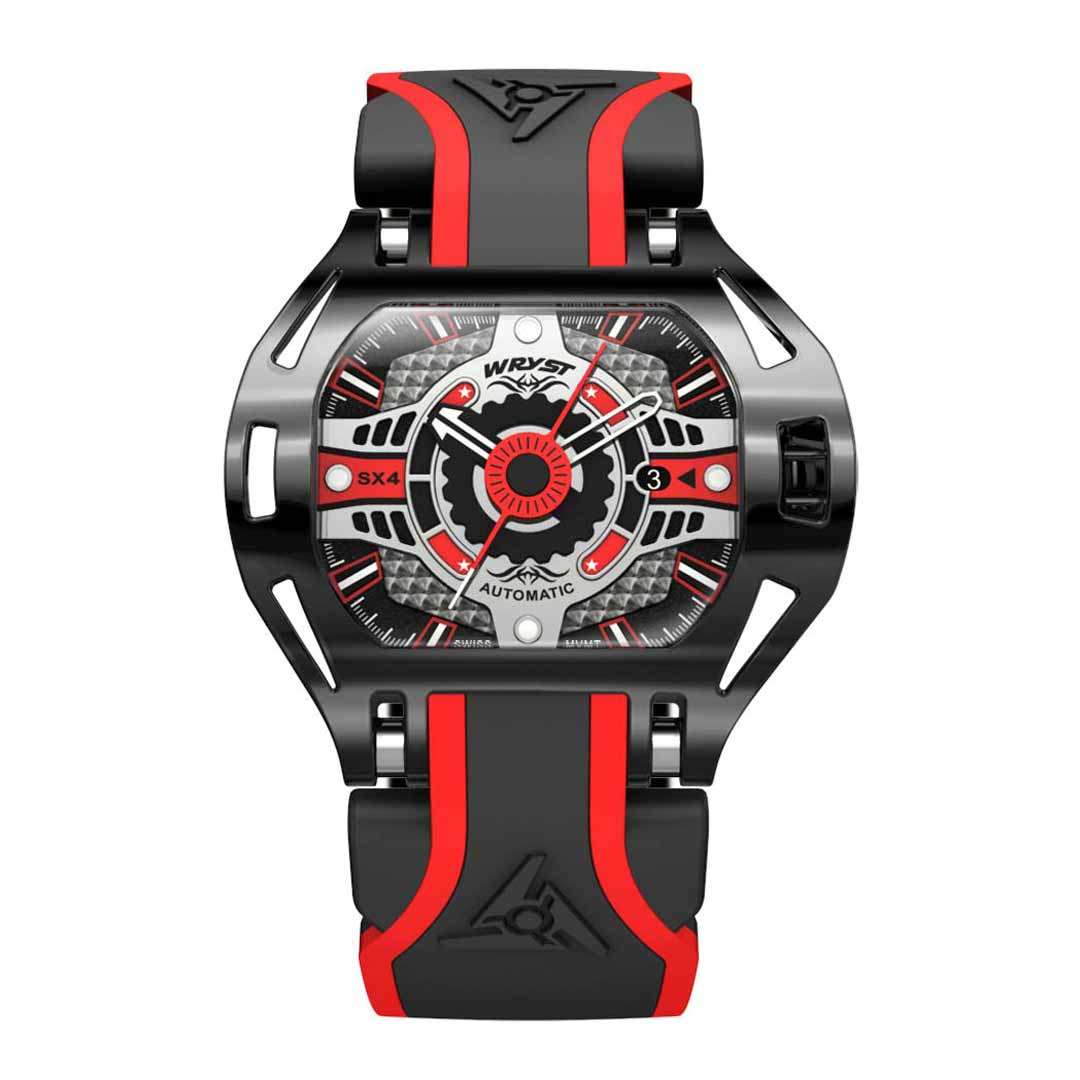 Black Automatic Watch Wryst SX4 in Black and Red