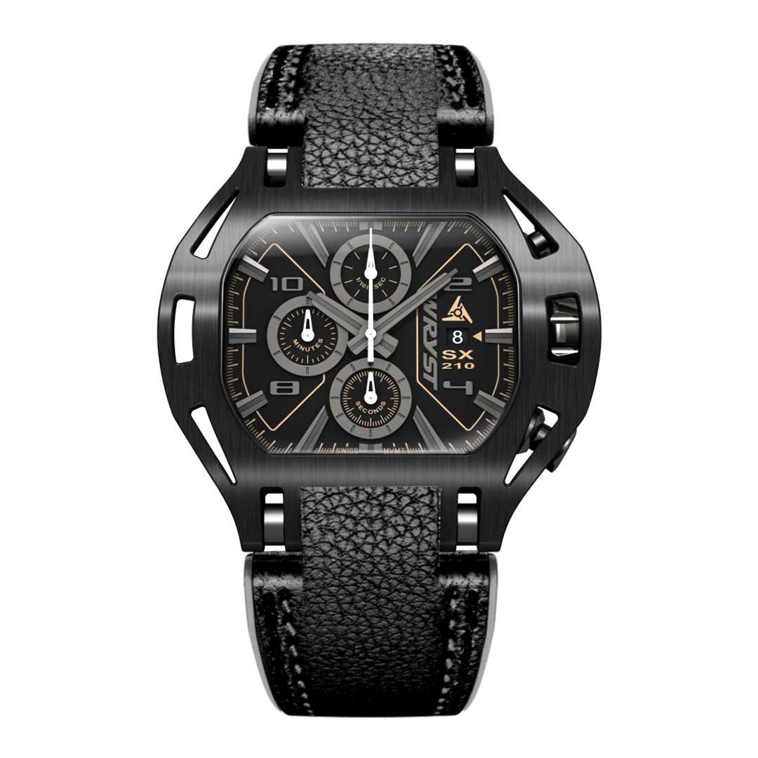 black leather watch wryst sx210 chrono for men