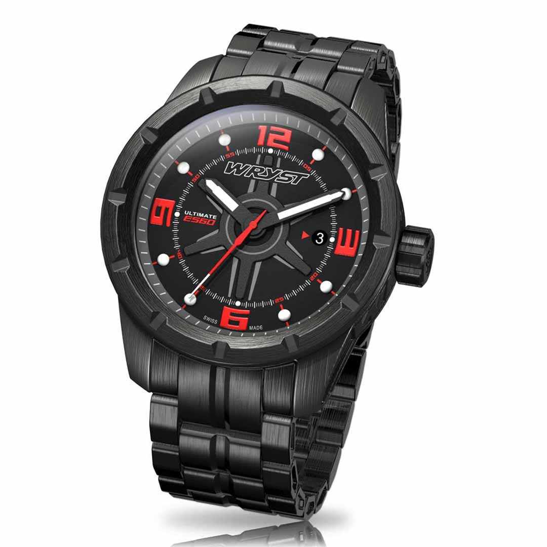 Black sapphire crystal watch for men
