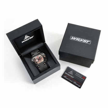 black watch in a branded box with a card