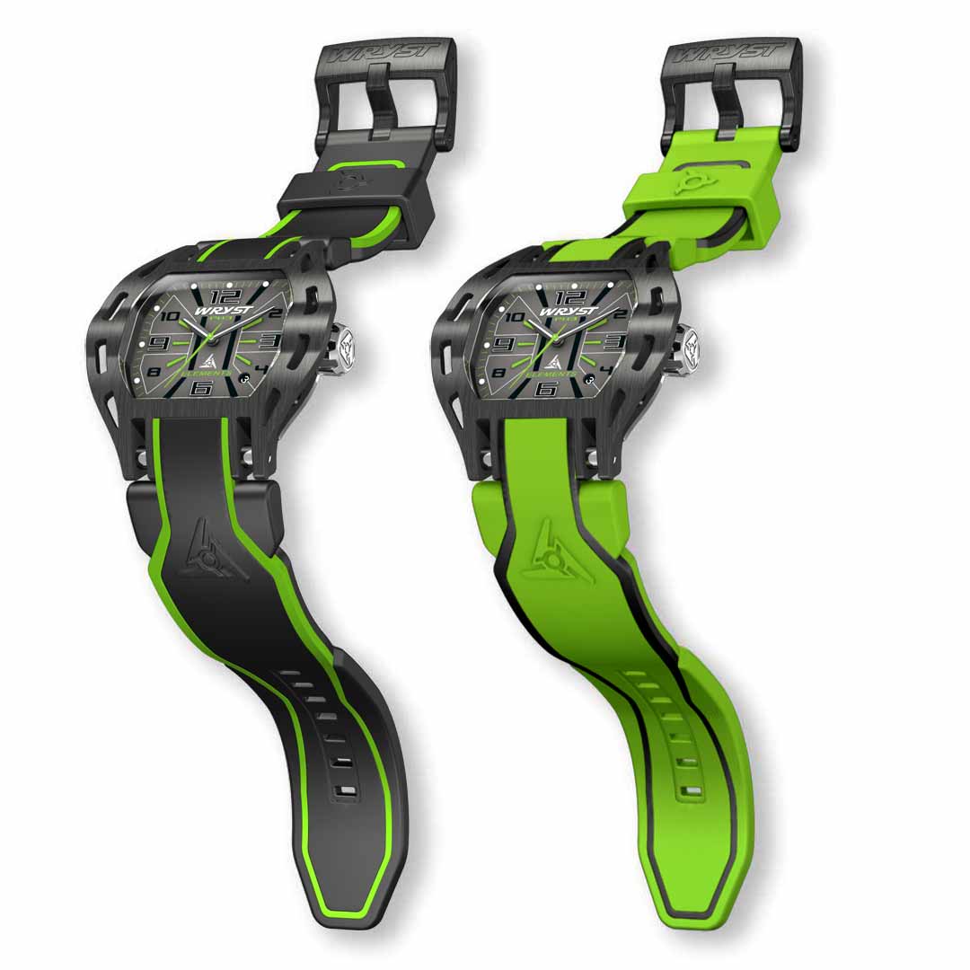 green sports swiss watch elements