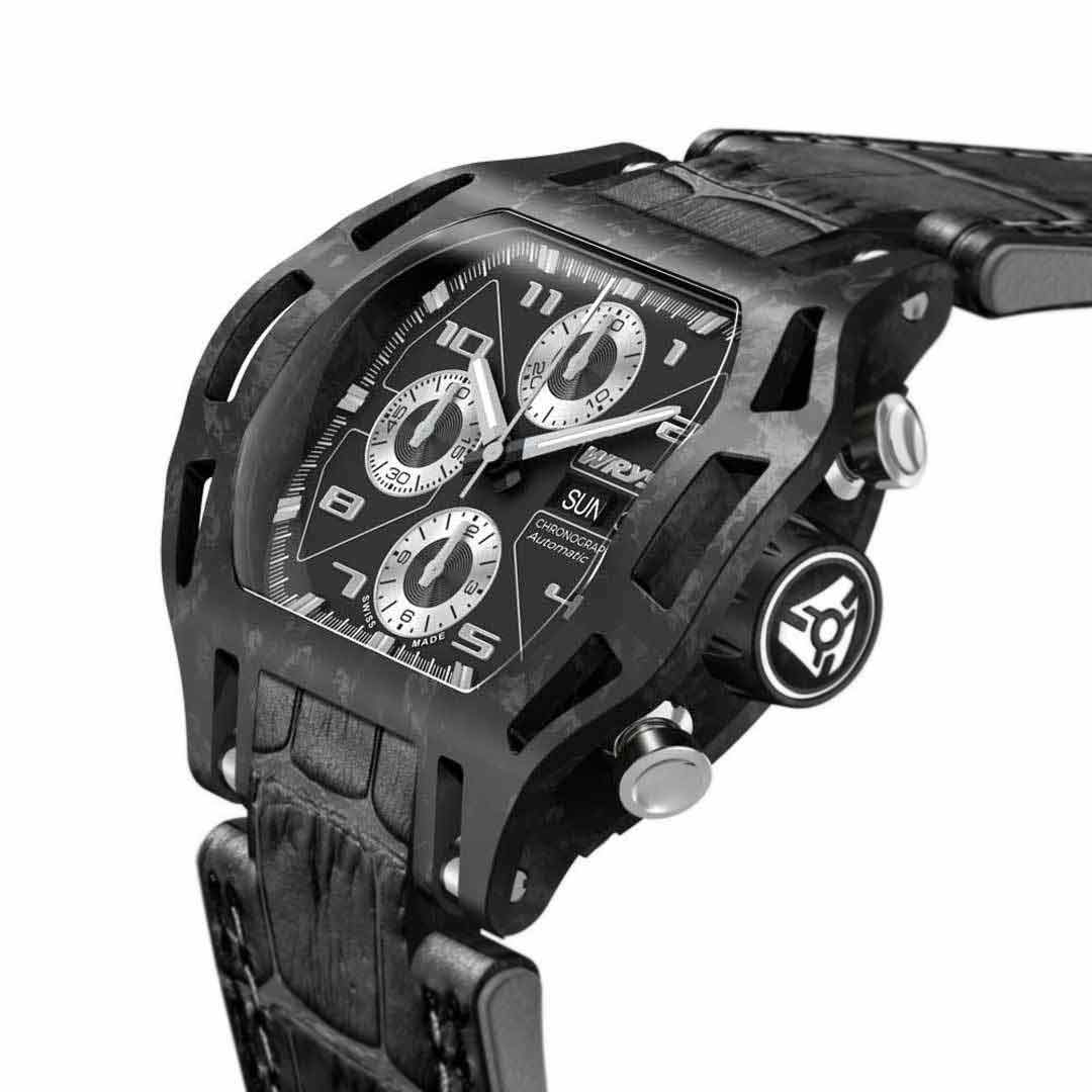 leather bracelet carbon fiber watch swiss made