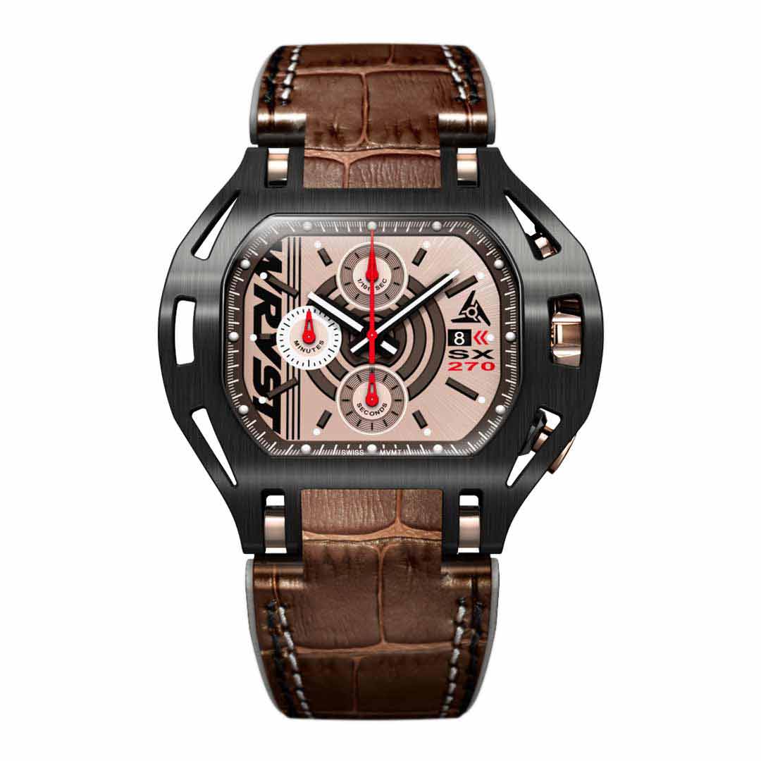 leather strap watches wryst sx 270 with gold dial