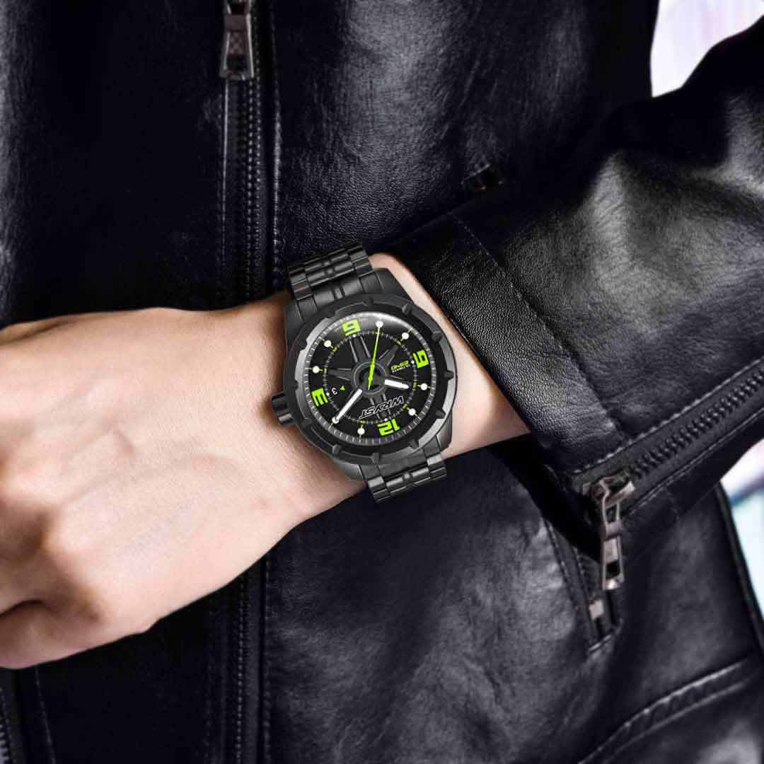 man with a black watch on the wrist