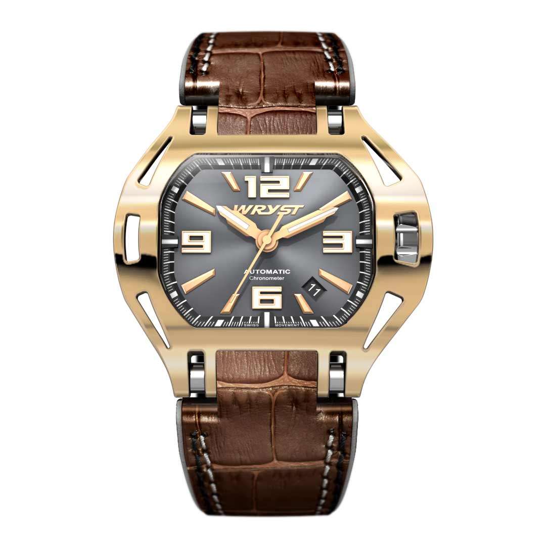 staygold01t Mens Gold Watch Racer SX6 Swiss Gold Automatic Watch