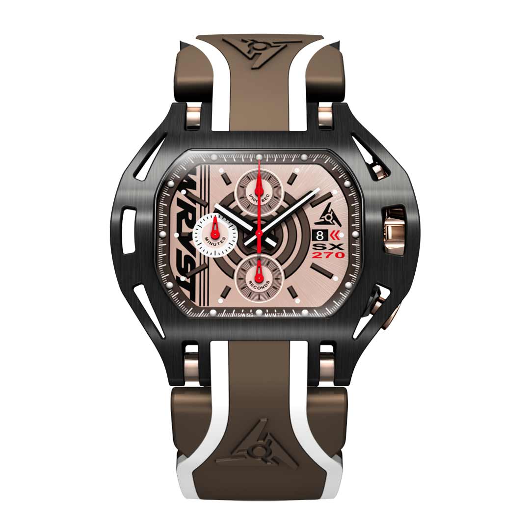 mens rose gold watch wryst sx270 with brown bracelets