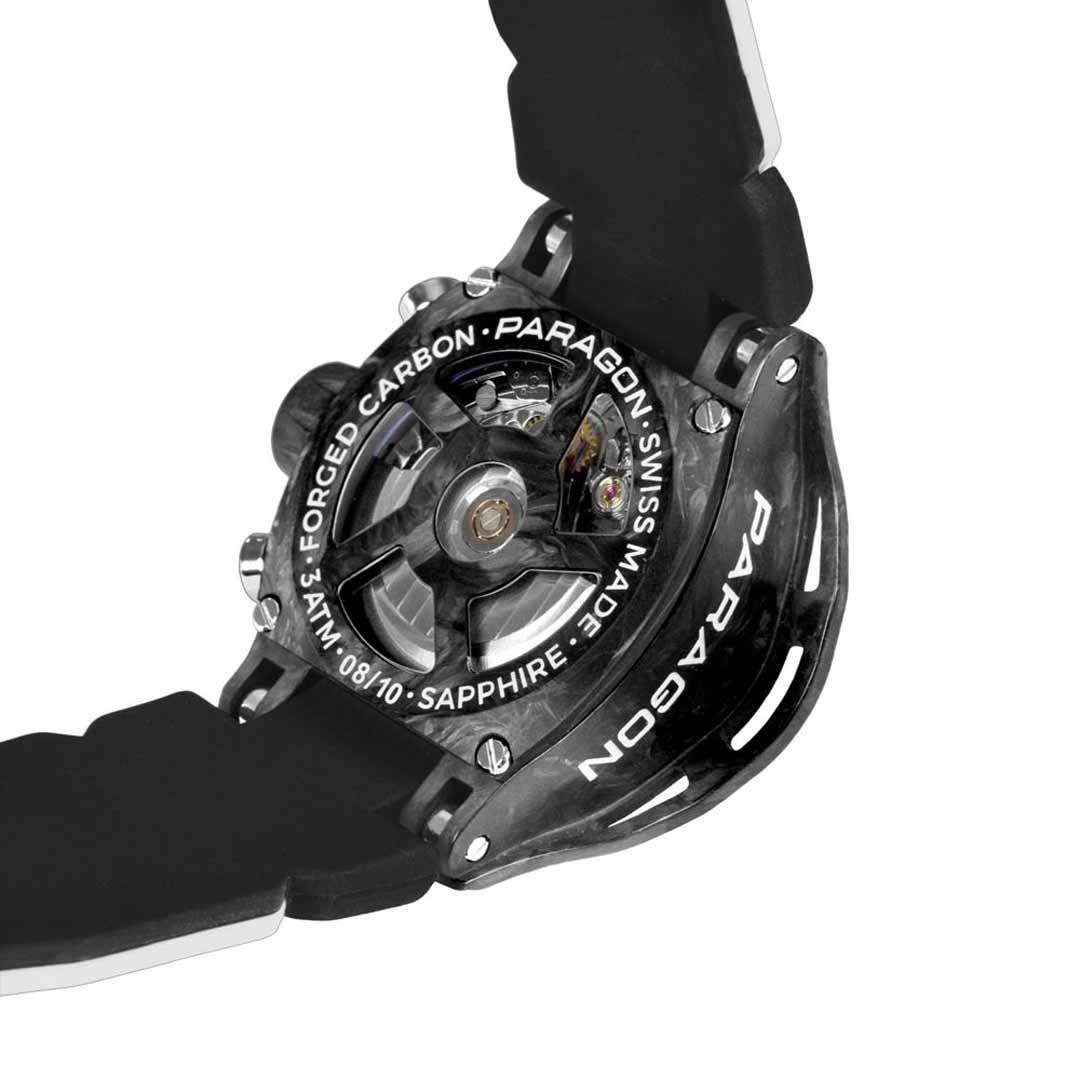 skeleton case back carbon fiber watch eta7750 automatic swiss movement