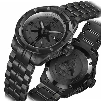 Swiss Black Steel Watch with Black DLC Bracelet