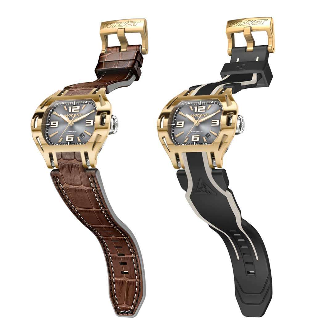 two luxury swiss mens gold watch with automatic movement