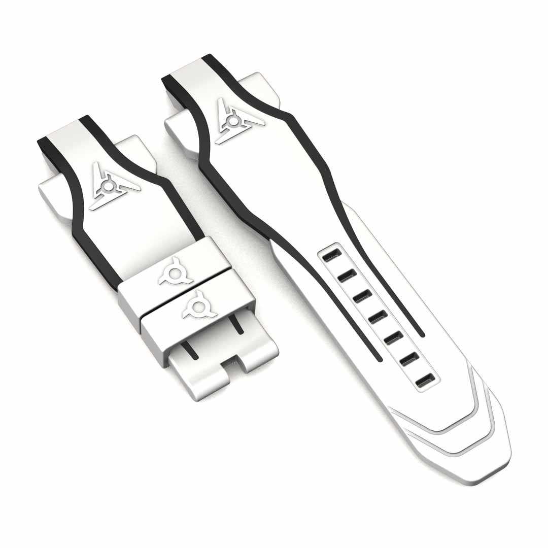 white watch bracelet with black thin lines