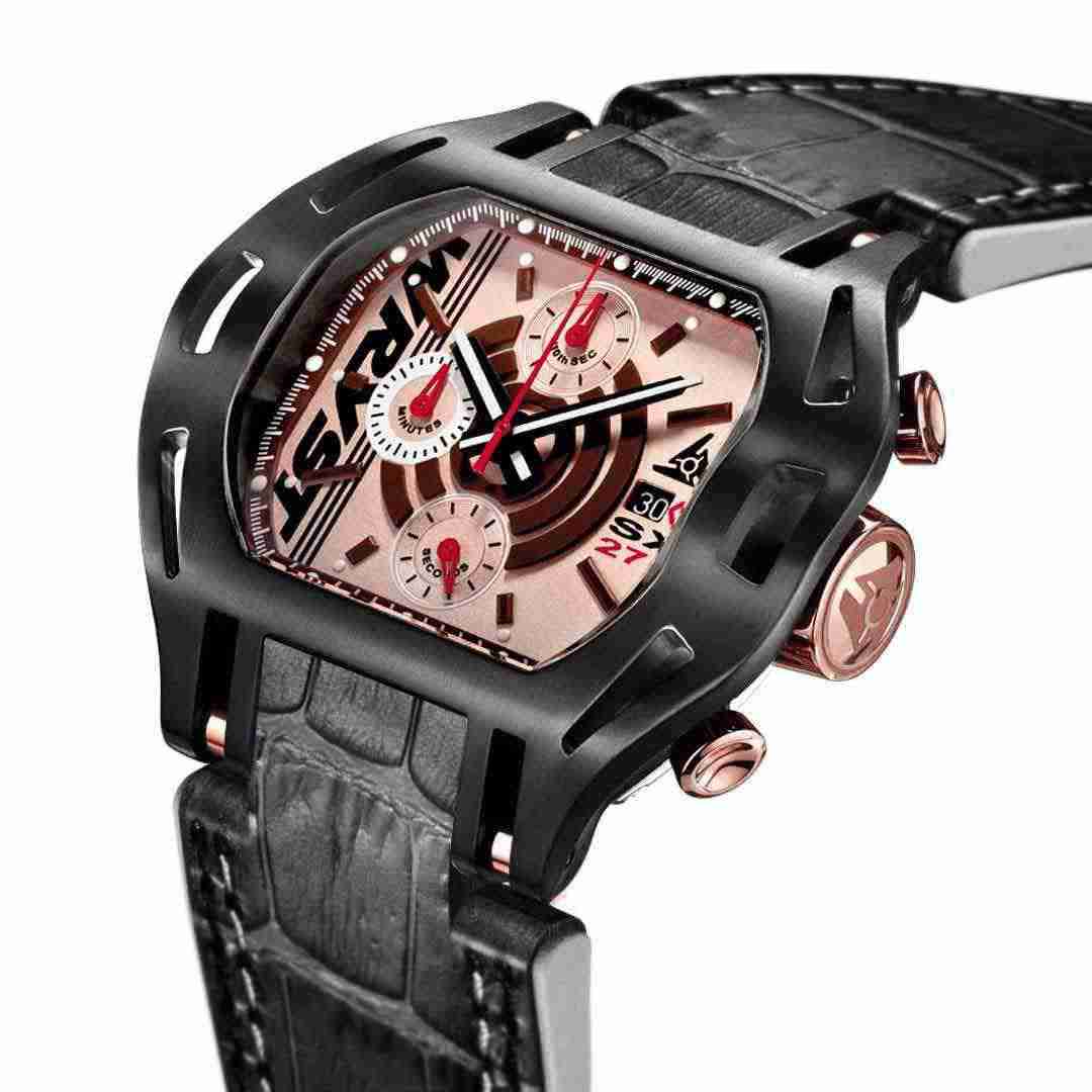 Wryst Force SX270-BL Swiss chronograph fitted with the handmade black alligator leather strap