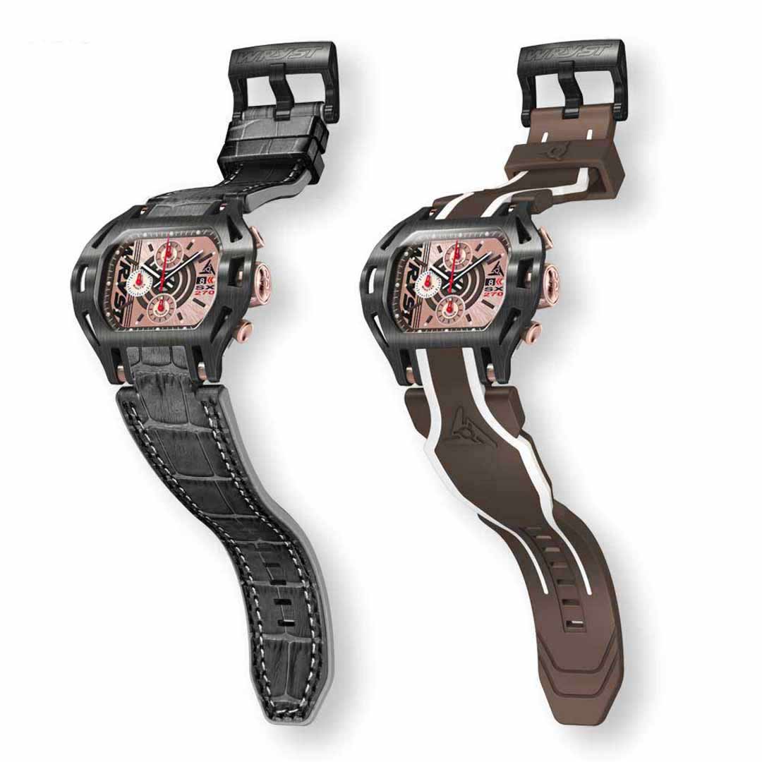 Wryst Force SX270-BL limited edition watch paired with the alternative brown and white dual-injection silicone sports strap