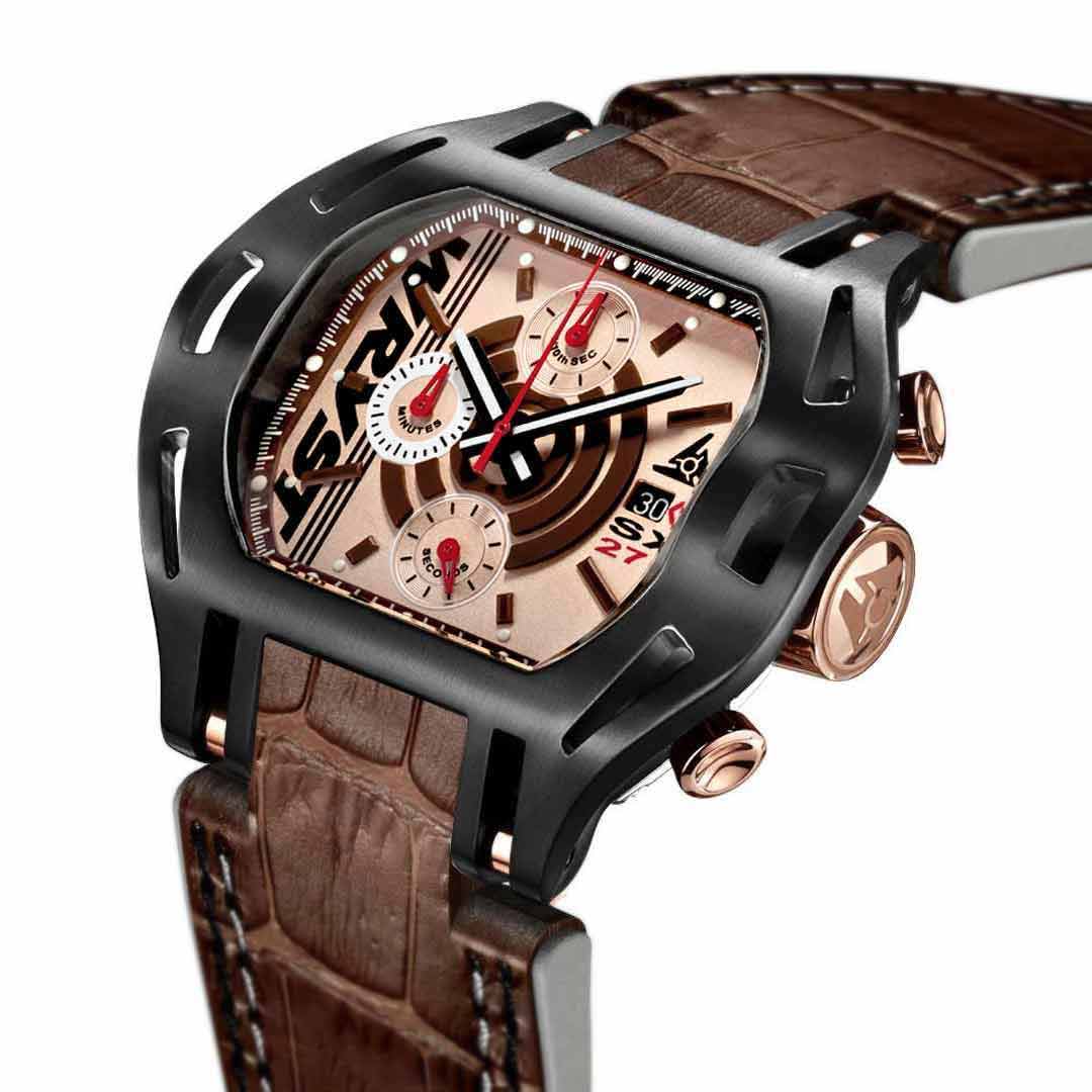 wryst sx270 luxury mens leather watch swiss made with brown leather bracelet