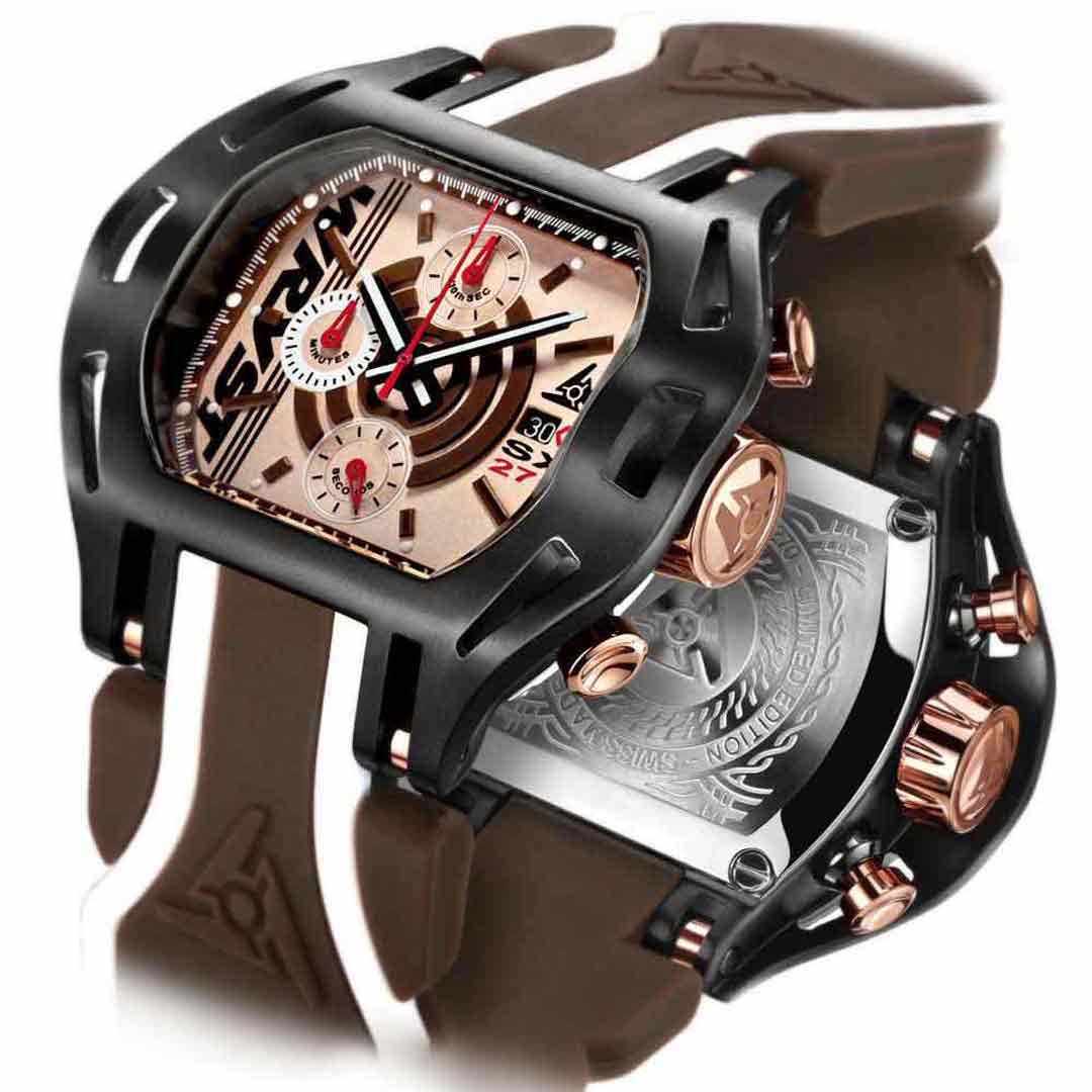 wryst sx270 rose gold watch mens with brown bracelet