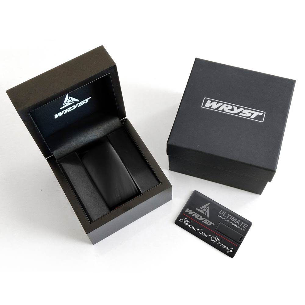 Wryst Ultimate ES50-M presentation box, warranty materials, and accessories